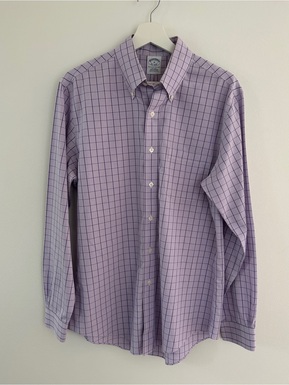 Brooks Brothers Lavender Plaid Button-Down Dress Shirt